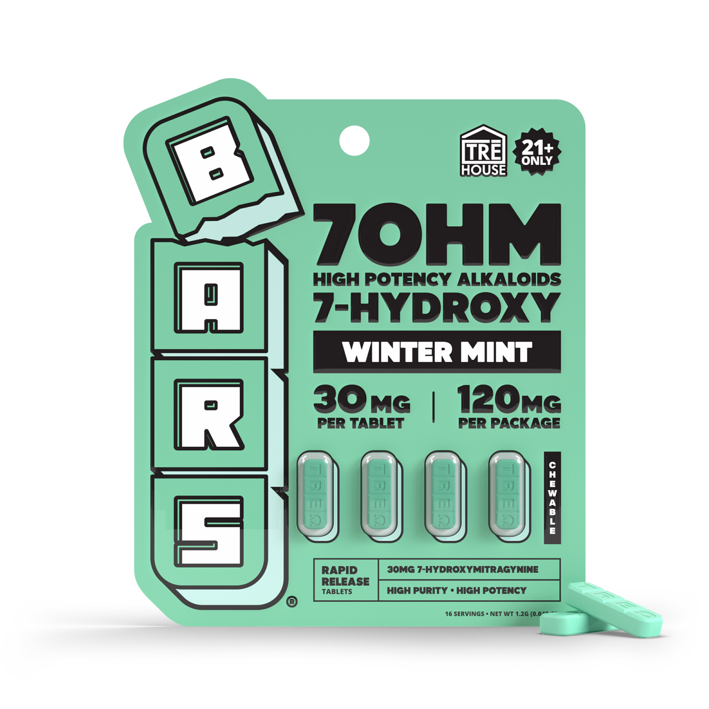 Bars x Tre House - 7OH - Tablets - Winter Mint - 4ct - 30MG - Burning Daily