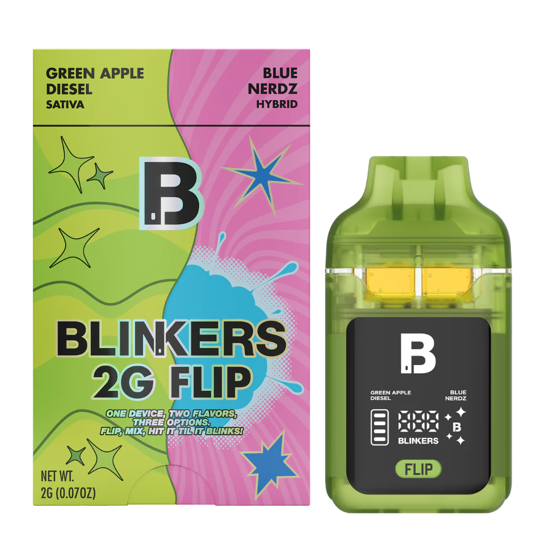 Blinkers - Flip - Dual Chambers - Disposable - Green Apple Diesel x Blue Nerdz - 2G
