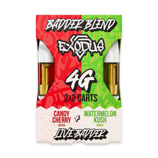 Exodus - THCA - Live Badder - 510 Cartridge - Candy Cherry + Watermelon Kush - 4G - Burning Daily