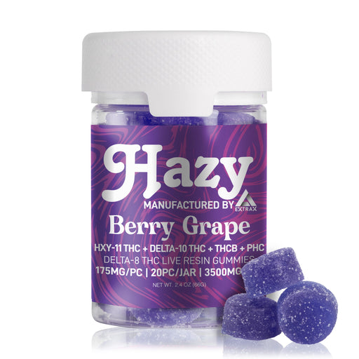 Hazy Extrax - Gummies - Berry Grape - 3500MG - Burning Daily
