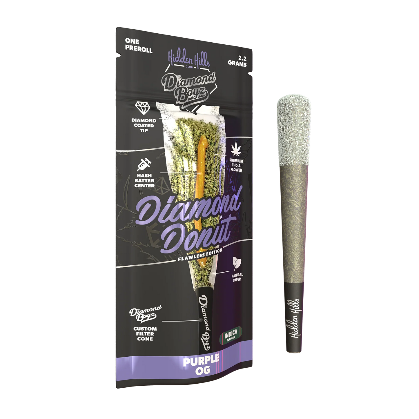 Hidden Hills - Diamond Donut - THCA - Hash Hole - Purple OG - 2.2G - Burning Daily