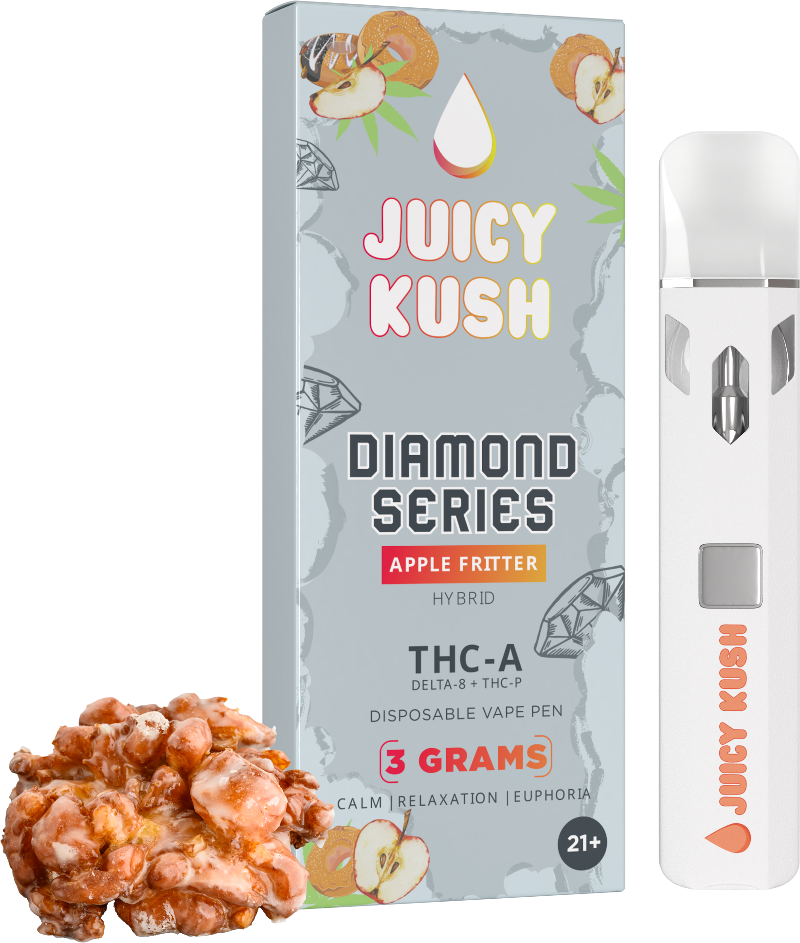 Juicy Kush - Delta 8 - THCP - THCA - Pre Heat - Disposable - Apple Fritter - 3G - Burning Daily