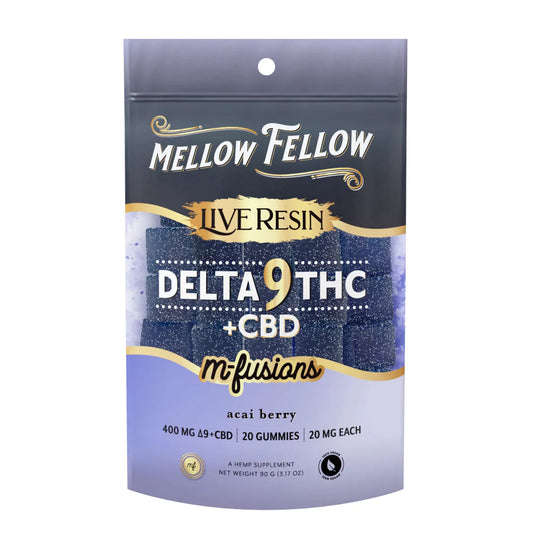 Mellow Fellow - M Fusion - Delta 9 Live Resin - Gummies - Acai Berry - 400MG - Burning Daily