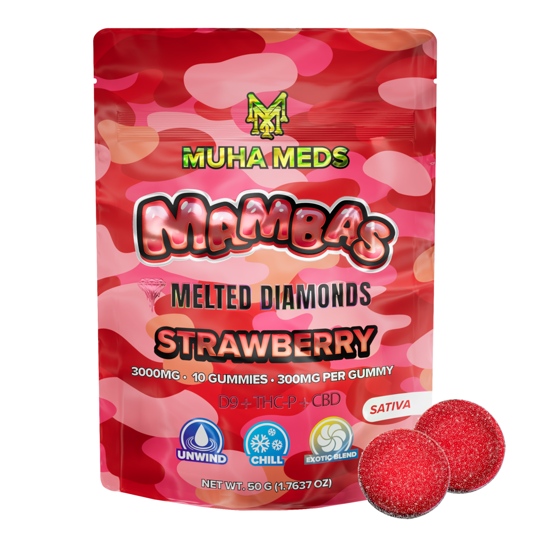 Muha Meds - Melted Diamond - Mambas - Gummies - Strawberry - 3000MG