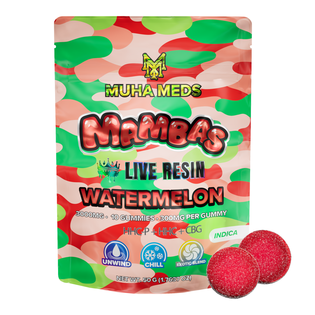 Muha Meds - THCP - Live Resin - Mambas - Gummies - Watermelon - 3000MG