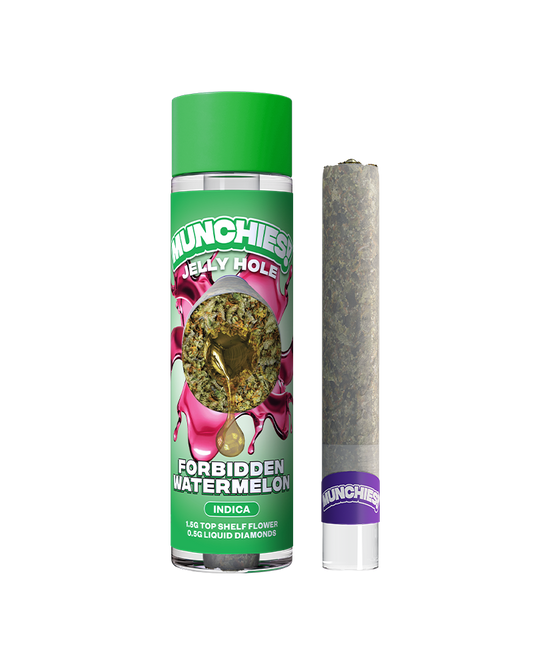Munchies - THCA - Jelly Holes - Preroll - Forbidden Watermelon - 2G - Burning Daily