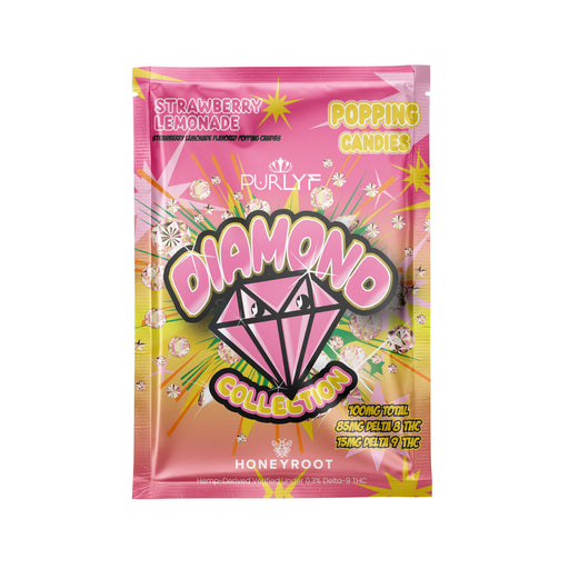 Purlyf - Diamond - Delta 8 - Delta 9 - Popping Candies - Strawberry Lemonade - 100MG - Burning Daily