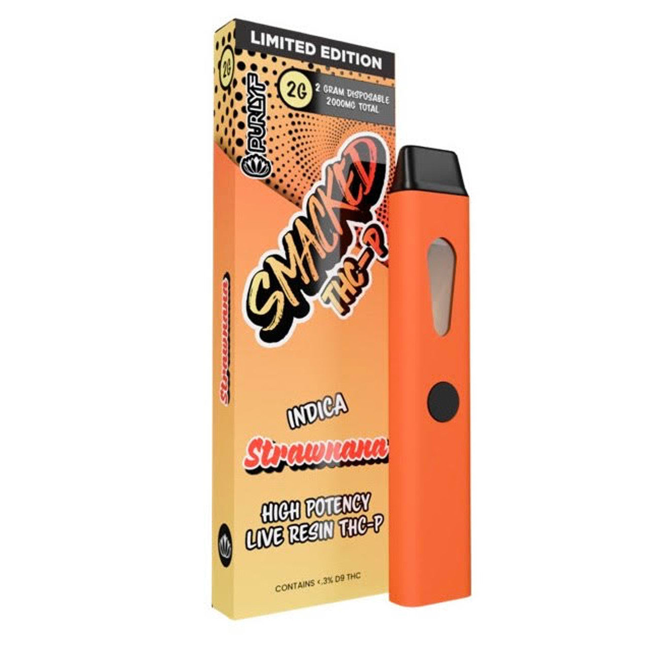 Purlyf - Smacked - Live Resin THCP - Disposable - Strawnana - 2G - Burning Daily