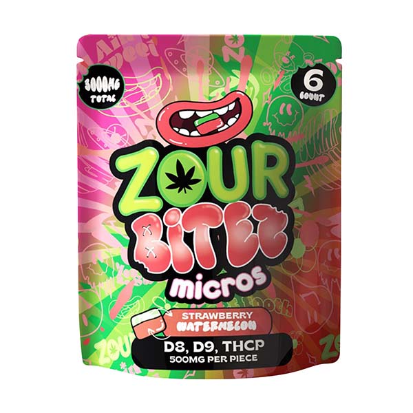 Zour Bites - Delta 8 - Delta 9 - THCP - Micro - Gummies - Strawberry Watermelon - 3000MG