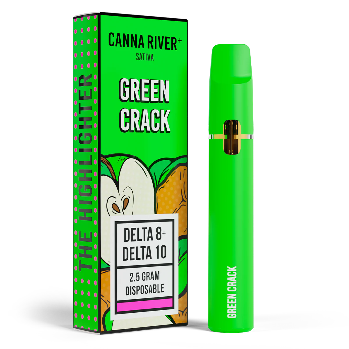 Canna River - Highlighter - Delta 8 - Delta 10 -Disposable - Green Crack - 2.5G - Burning Daily