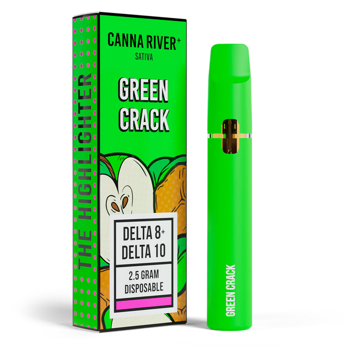 Canna River - Highlighter - Delta 8 - Delta 10 -Disposable - Green Crack - 2.5G - Burning Daily