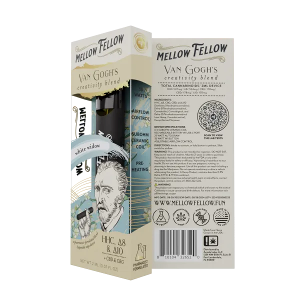 Mellow Fellow - Delta 8 - Delta 10 - HHC - CBD - CBG - Disposable Vape - White Widow - 2ML