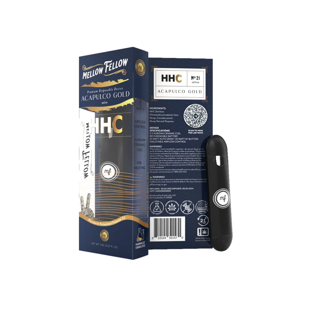 Mellow Fellow - HHC - Disposable Vape - Acapulco Gold - 2ML - Burning Daily