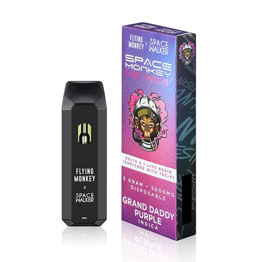 Space Monkey - Delta 8 - Live Resin - Disposable Vape - Grand Daddy Purple - 3G - Burning Daily