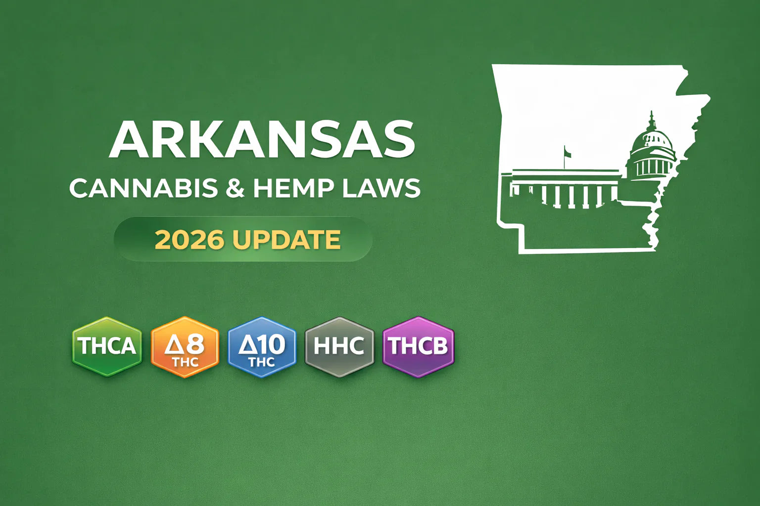 Arkansas Cannabis & Hemp Laws (THCA, D8, D10, HHC, THCP, THCB) — 2026 Update