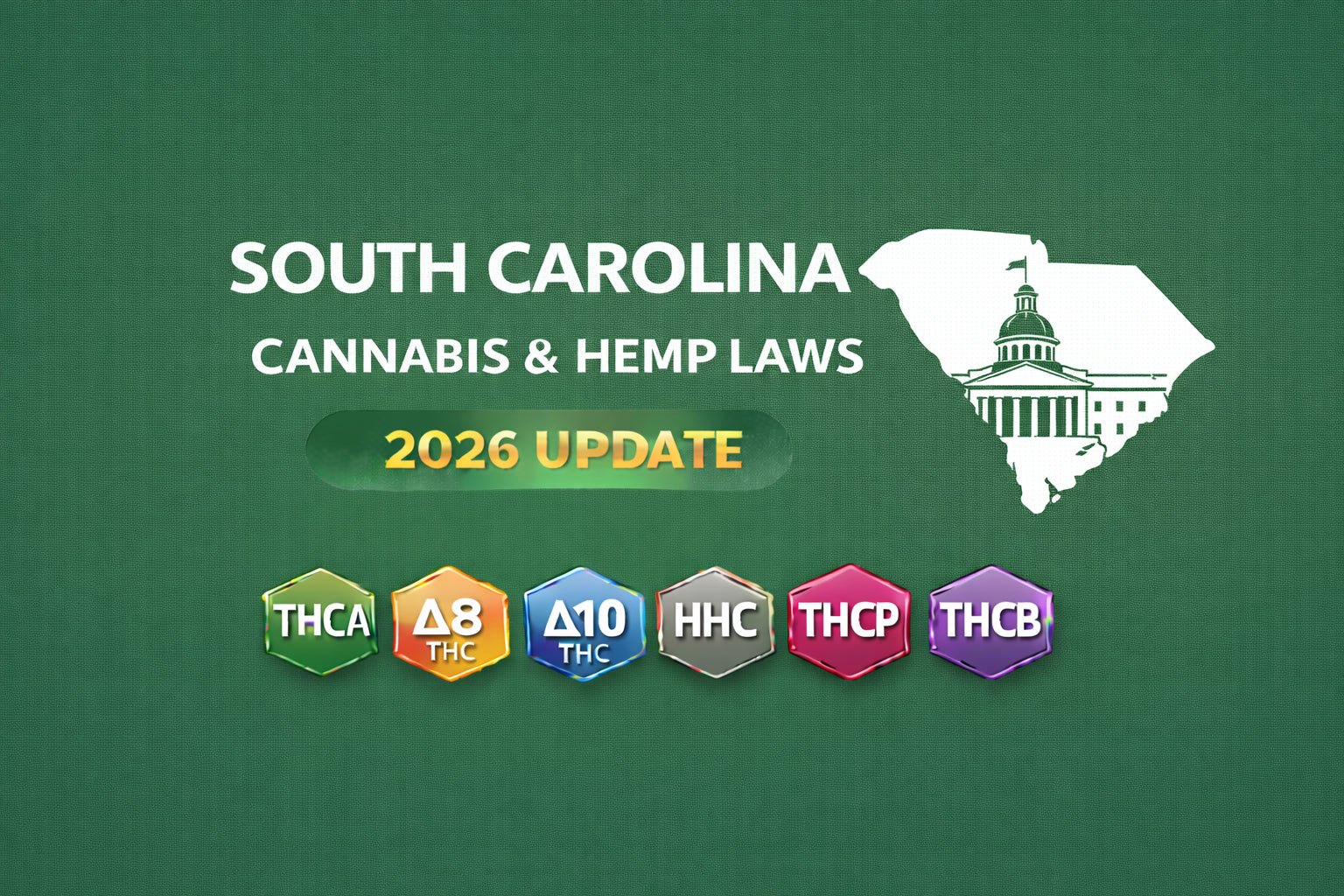 South Carolina Cannabis & Hemp Laws (THCA, D8, D10, HHC, THCP, THCB) — 2026 Update