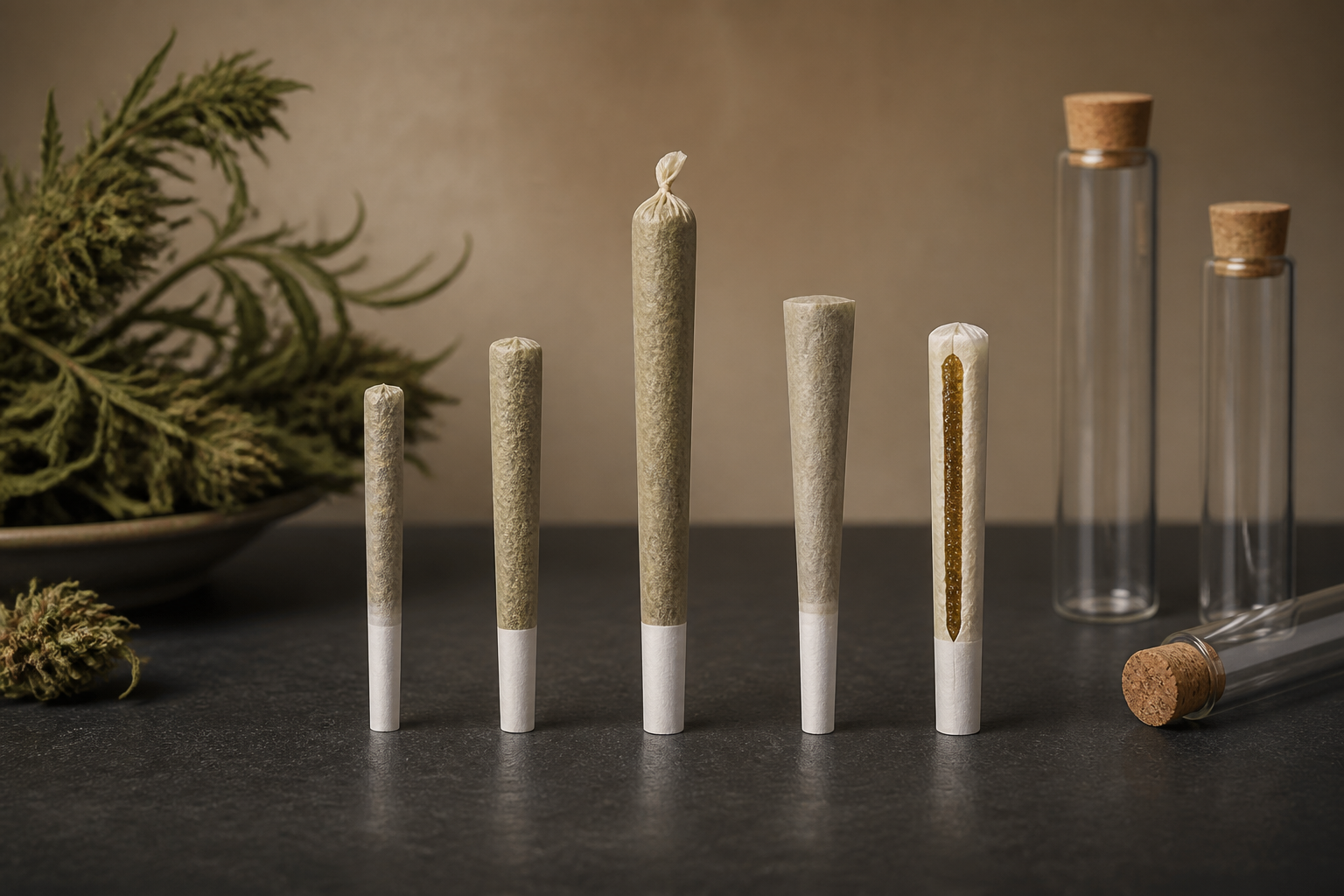 Comparison of standard and infused pre-roll formats, including a visible concentrate core.