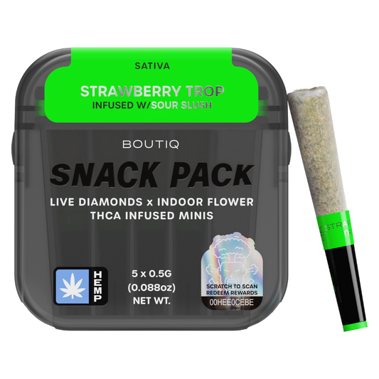 Boutiq - Snack Pack - THCA - Live Diamond - Mini Pre Rolls - Strawberry Tropicana + Sour Slush - 2.5G