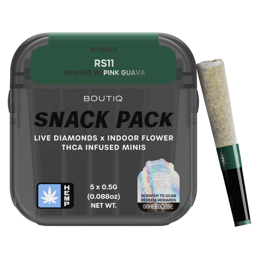 Boutiq - Snack Pack - THCA - Live Diamond - Mini Pre Rolls - RS11F + Pink Guava - 2.5G - Burning Daily