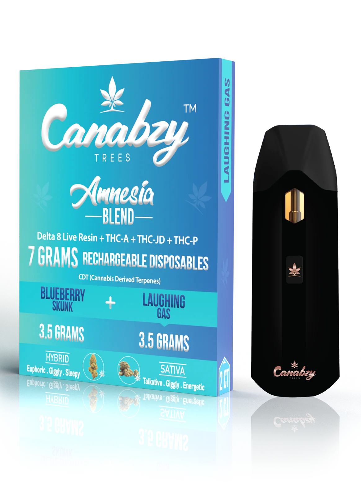 Canabzy - Amnesia Blend - Disposable - Blueberry Skunk x Laughing Gas - 7G - Burning Daily