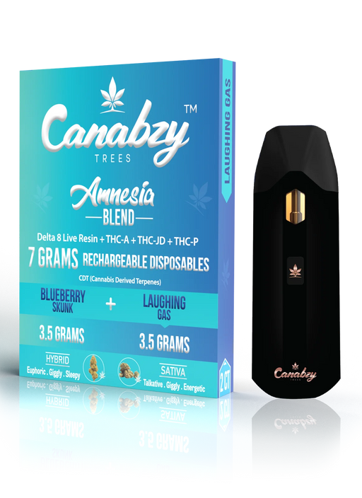 Canabzy - Amnesia Blend - Disposable - Blueberry Skunk x Laughing Gas - 7G - Burning Daily