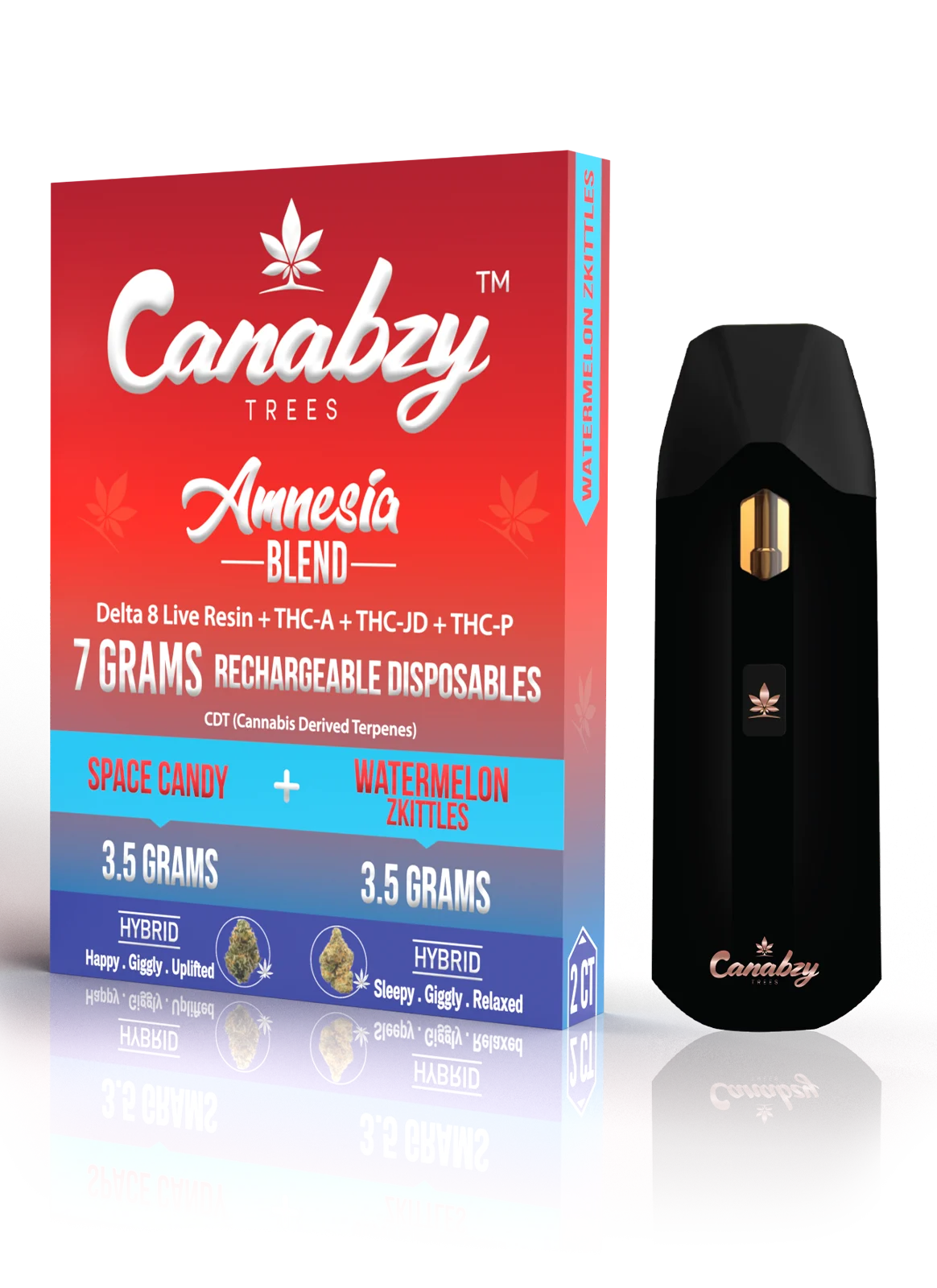 Canabzy - Amnesia Blend - Disposable - Space Candy x Watermelon Zkittles - 7G - Burning Daily