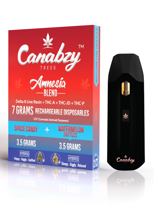 Canabzy - Amnesia Blend - Disposable - Space Candy x Watermelon Zkittles - 7G - Burning Daily