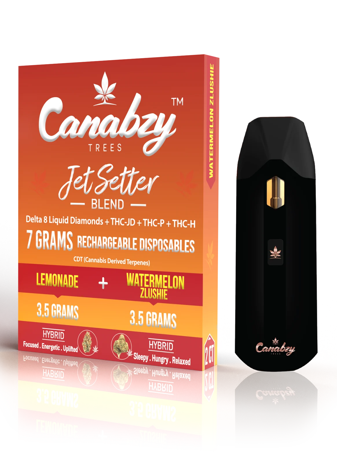 Canabzy - Jet Setter Blend - Disposable - Lemonade x Watermelon Zlushie - 7G - Burning Daily