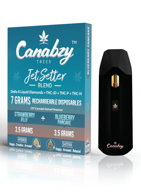 Canabzy - Jet Setter Blend - Disposable - Strawberry Jelly x Blueberry Pancake - 7G - Burning Daily