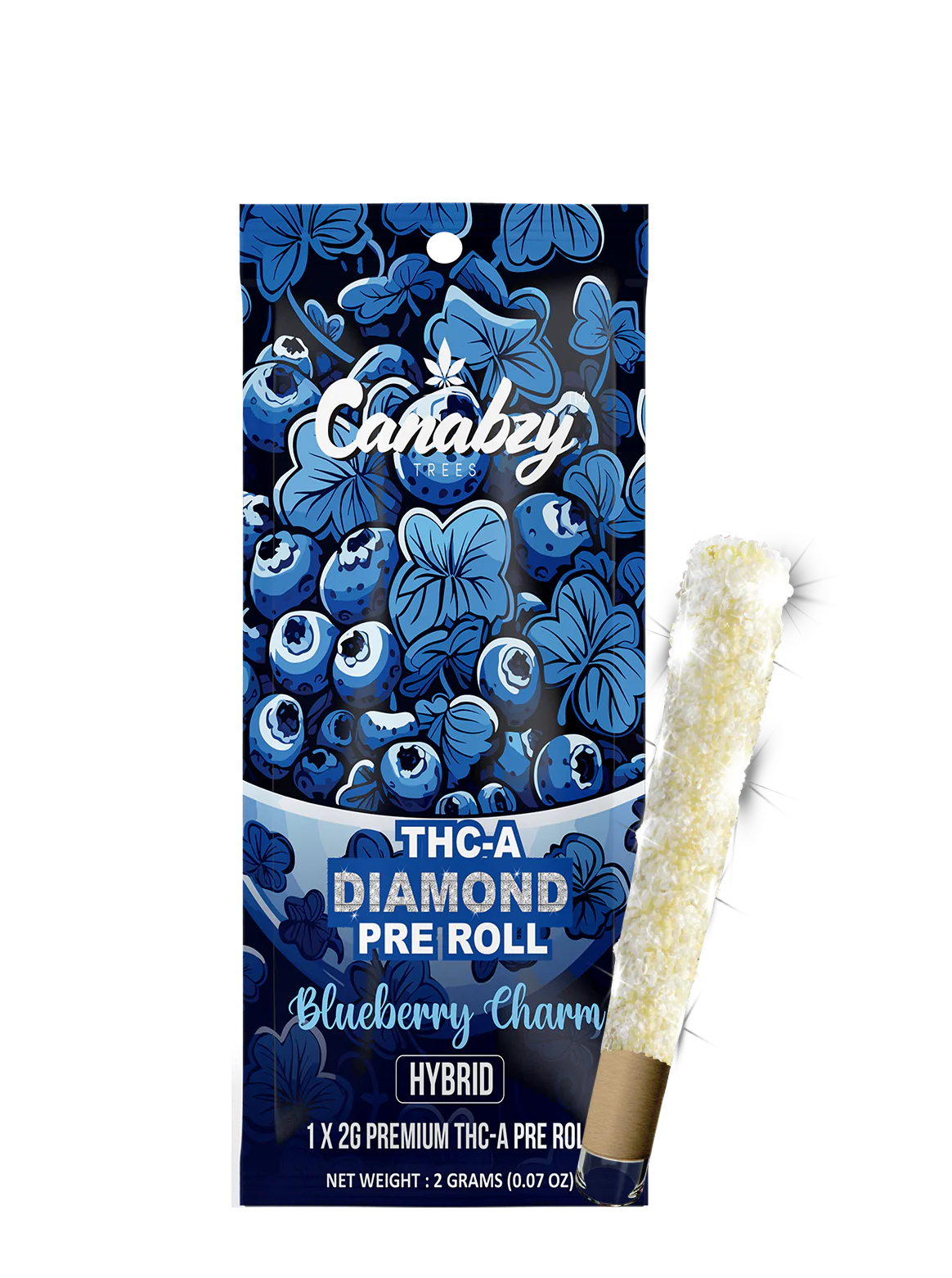 Canabzy - THCA - Diamond Pre Roll - Blueberry Charm - 2G