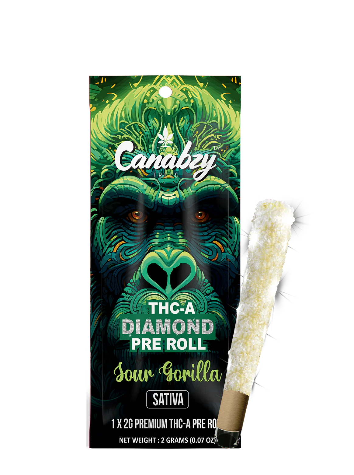 Canabzy - THCA - Diamond Pre Roll - Sour Gorilla - 2G