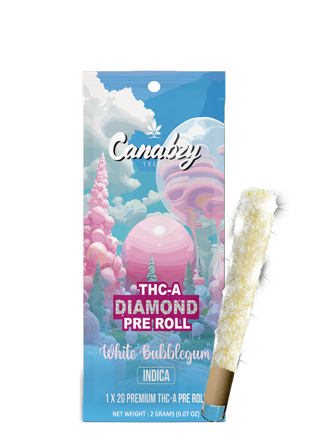 Canabzy - THCA - Diamond Pre Roll - White Bubblegum - 2G