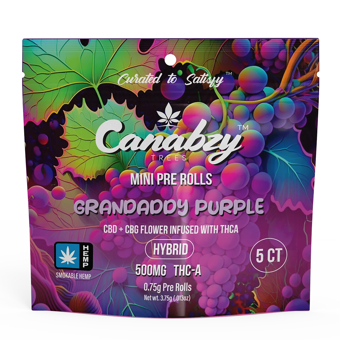 Canabzy - THCA - Mini Pre Rolls - Grand Daddy Purple - 500MG - Burning Daily