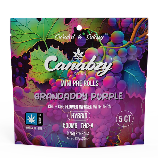 Canabzy - THCA - Mini Pre Rolls - Grand Daddy Purple - 500MG - Burning Daily