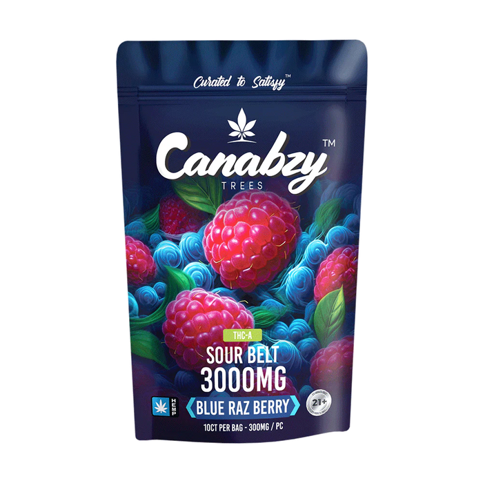 Canabzy - THCA - Sour Belts - Blue Raz Berry - 3000MG - Burning Daily