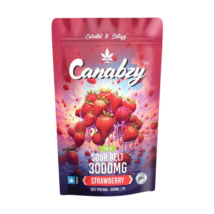Canabzy - THCA - Sour Belts - Strawberry - 3000MG - Burning Daily