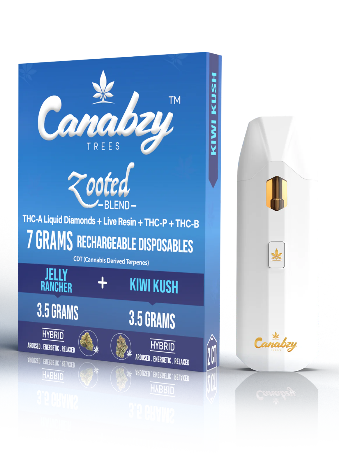 Canabzy - Zooted Blend - Disposable - Jelly Rancher x Kiwi Kush - 7G - Burning Daily