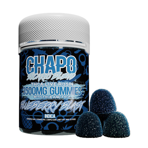 Chapo Extrax - THCA Live Resin - THCP - THCB - Sicario - Gummies - Blueberry Blast - 3500MG - Burning Daily