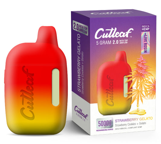 Cutleaf - 2.0 - Live Rosin - Disposable - Strawberry Gelato - 5G