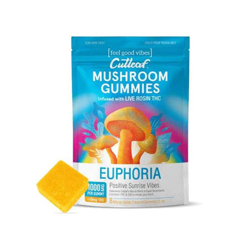 Cutleaf - Mushroom Gummies - Euphoria - Mango Gelato - 1000MG - Burning Daily