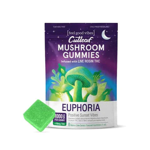 Cutleaf - Mushroom Gummies - Euphoria - Melon Dew - 1000MG - Burning Daily