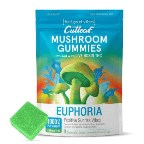 Cutleaf - Mushroom Gummies - Euphoria - Watermelon Gelato - 1000MG - Burning Daily