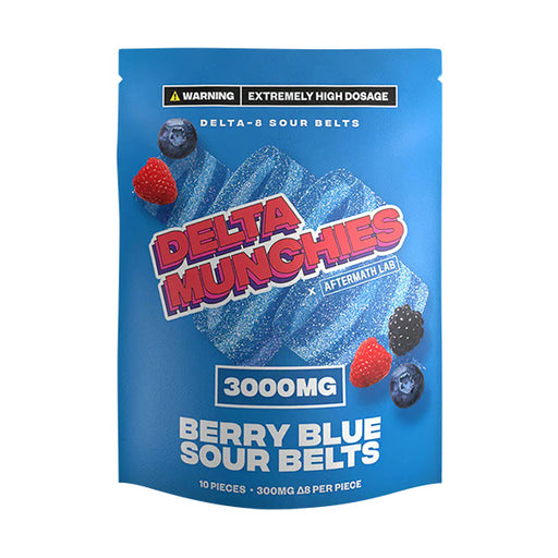 Delta Munchies - Delta 8 - Sour Belts - Blue berry - 3000MG - Burning Daily