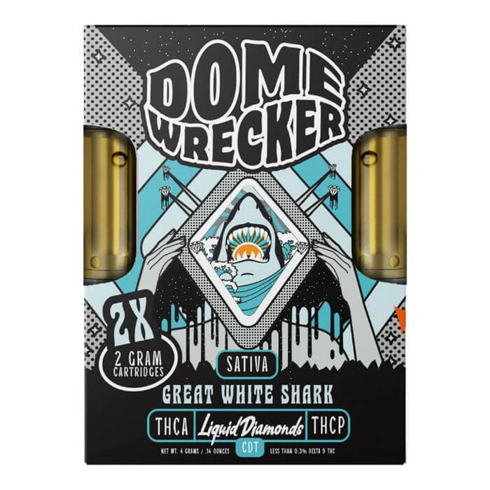 Dome Wrecker - THCA - THCP - 510 Cartridges - 2x2 - Great White Shark - 4G - Burning Daily