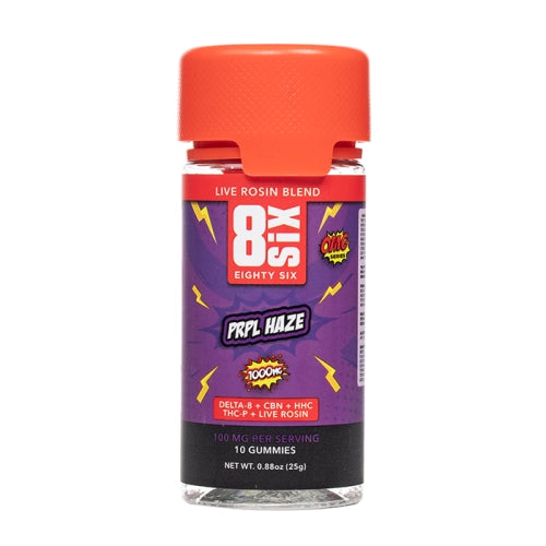 Eighty Six - Live Resin Blend - Gummies - PRPL Haze - 1000MG - Burning Daily