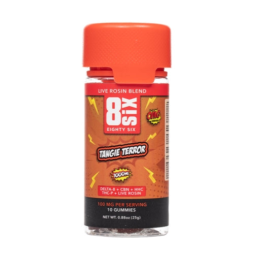 Eighty Six - Live Resin Blend - Gummies - Tangie Terror - 1000MG - Burning Daily