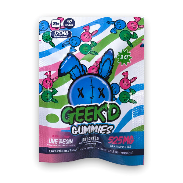 Geek'd - Delta 8 - THCP - Live Resin - Gummies - Assorted - 525G - Burning Daily