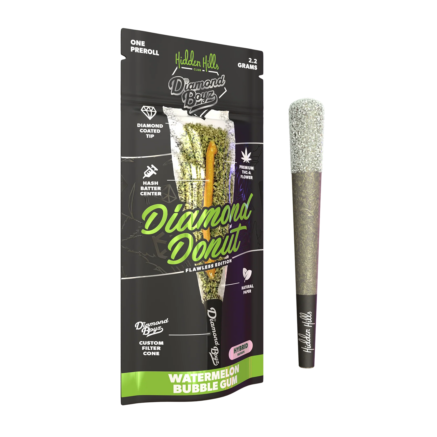 Hidden Hills - Diamond Donut - THCA - Hash Hole - Watermelon Bubble Gum - 2.2G - Burning Daily