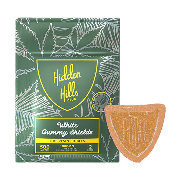 Hidden Hills - Live Resin Edibles - Gummies - White Gummy Shields - 1000MG - Burning Daily