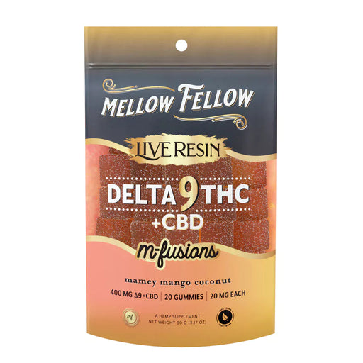 Mellow Fellow - M Fusion - Delta 9 Live Resin - Gummies - Mamey Mango Coconut - 400MG - Burning Daily